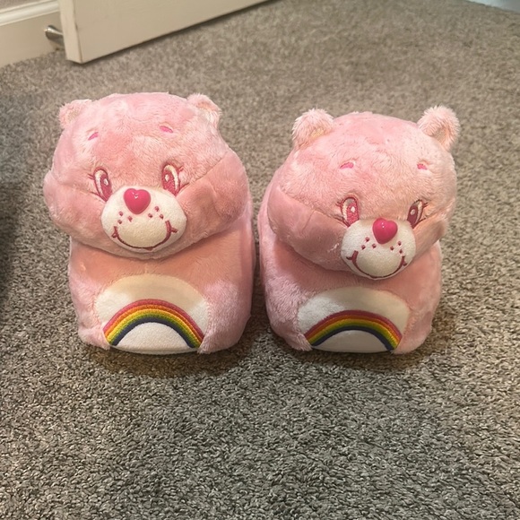 Care Bears Shoes - Pink Care Bear Slippers with Rainbow